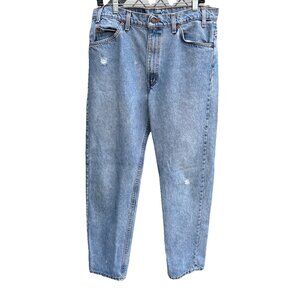 Vintage 90's Levis 505 Jeans Mens 36 x 32 Orange Tab Distressed Blue Denim